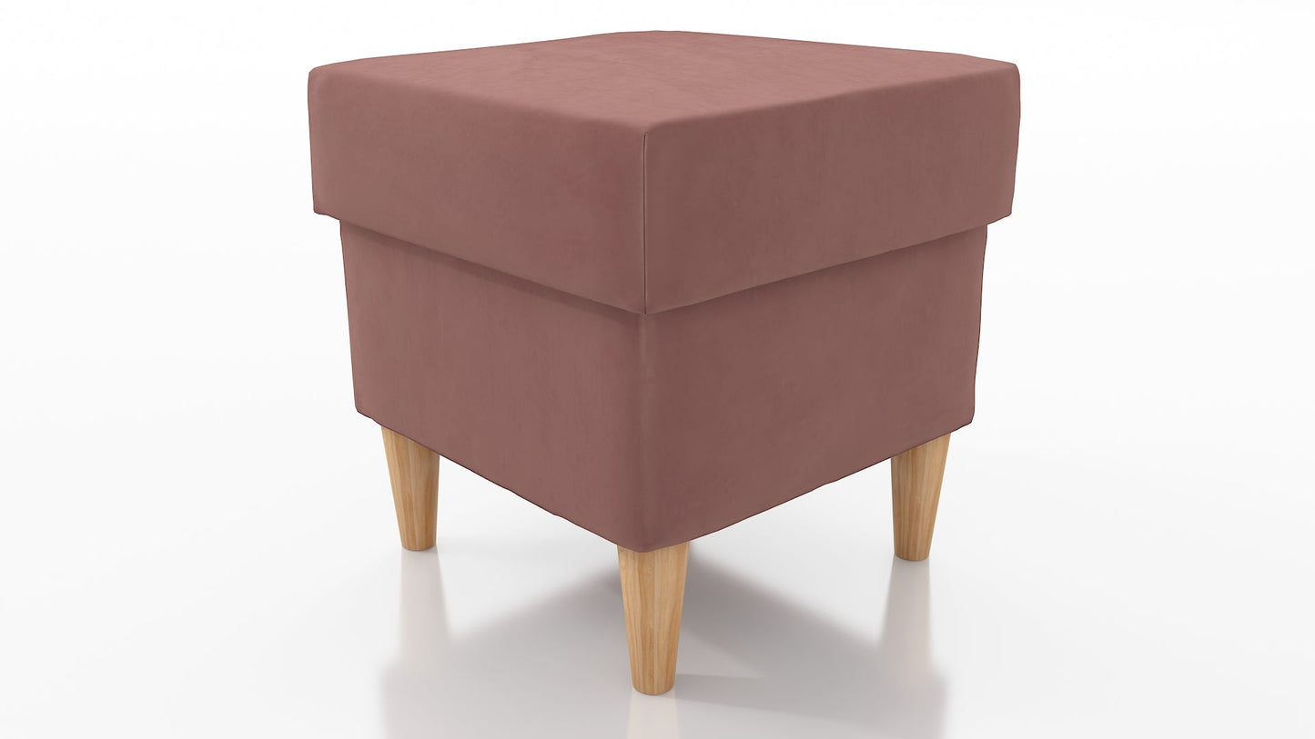 STOOL OSLO WITH STORAGE 40X40CM WOODEN LEGS EASY CLEAN FABRIC CHOICE OF 6 COLORS