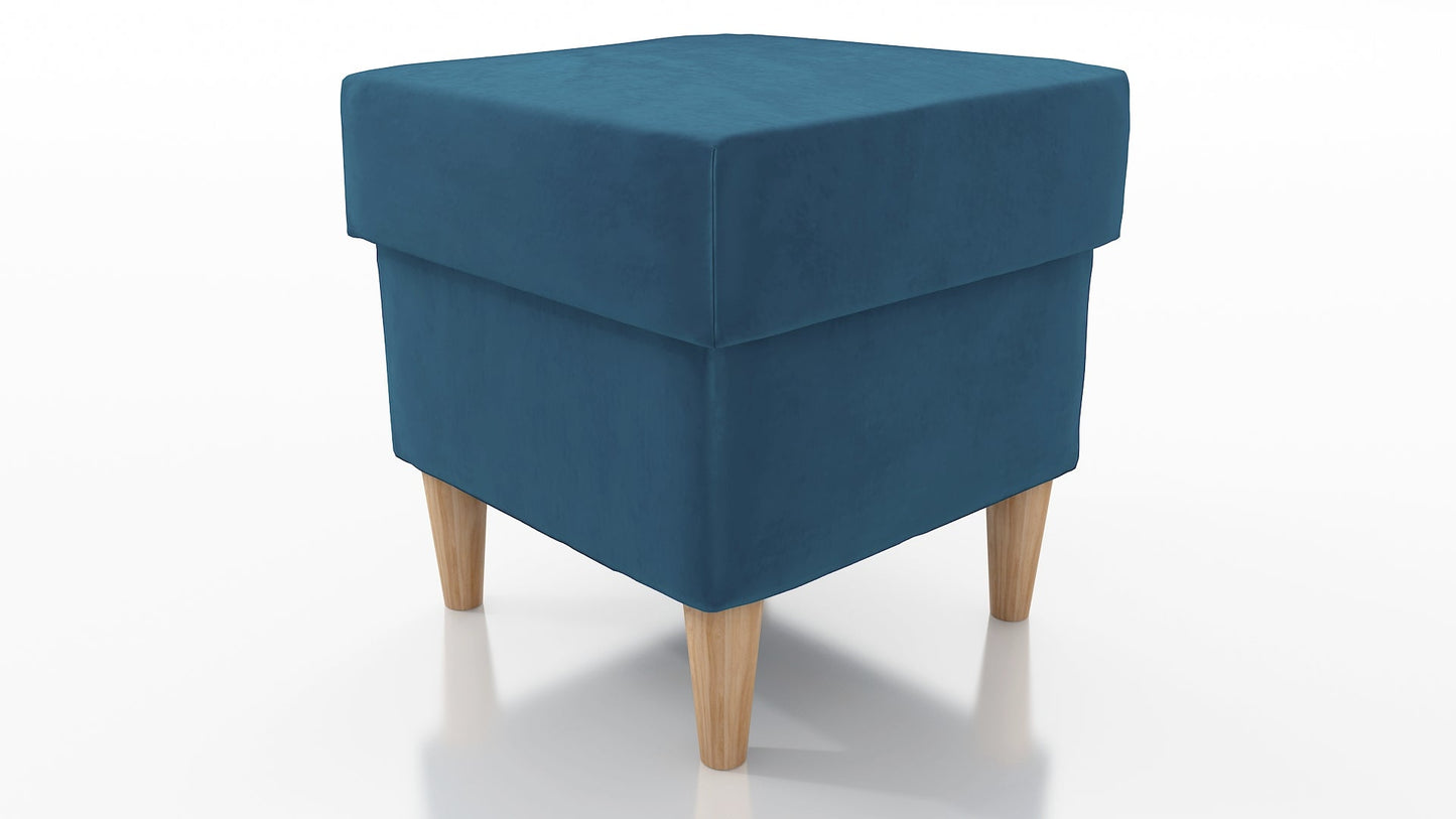 STOOL OSLO WITH STORAGE 40X40CM WOODEN LEGS EASY CLEAN FABRIC CHOICE OF 6 COLORS