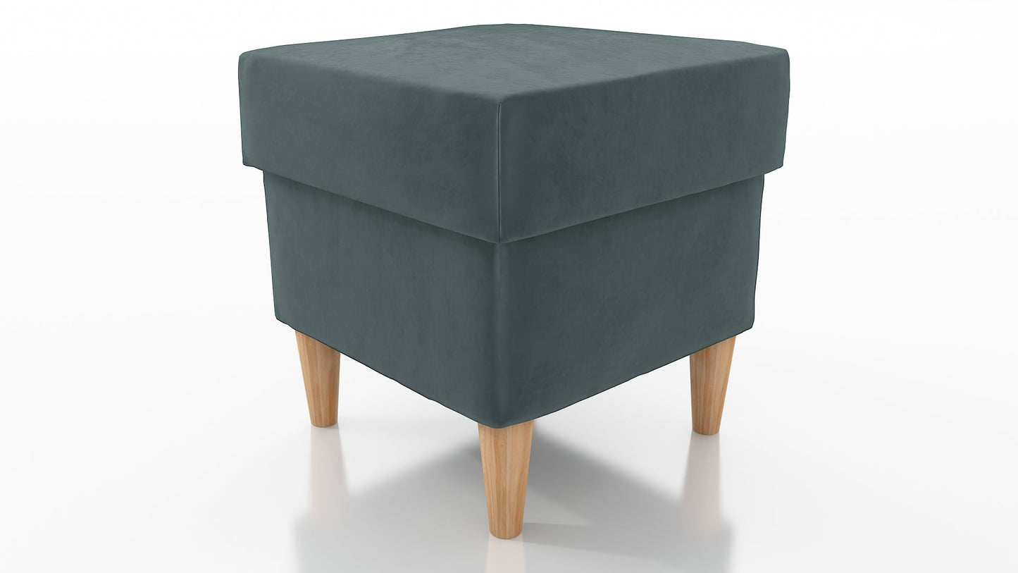 STOOL OSLO WITH STORAGE 40X40CM WOODEN LEGS EASY CLEAN FABRIC CHOICE OF 6 COLORS