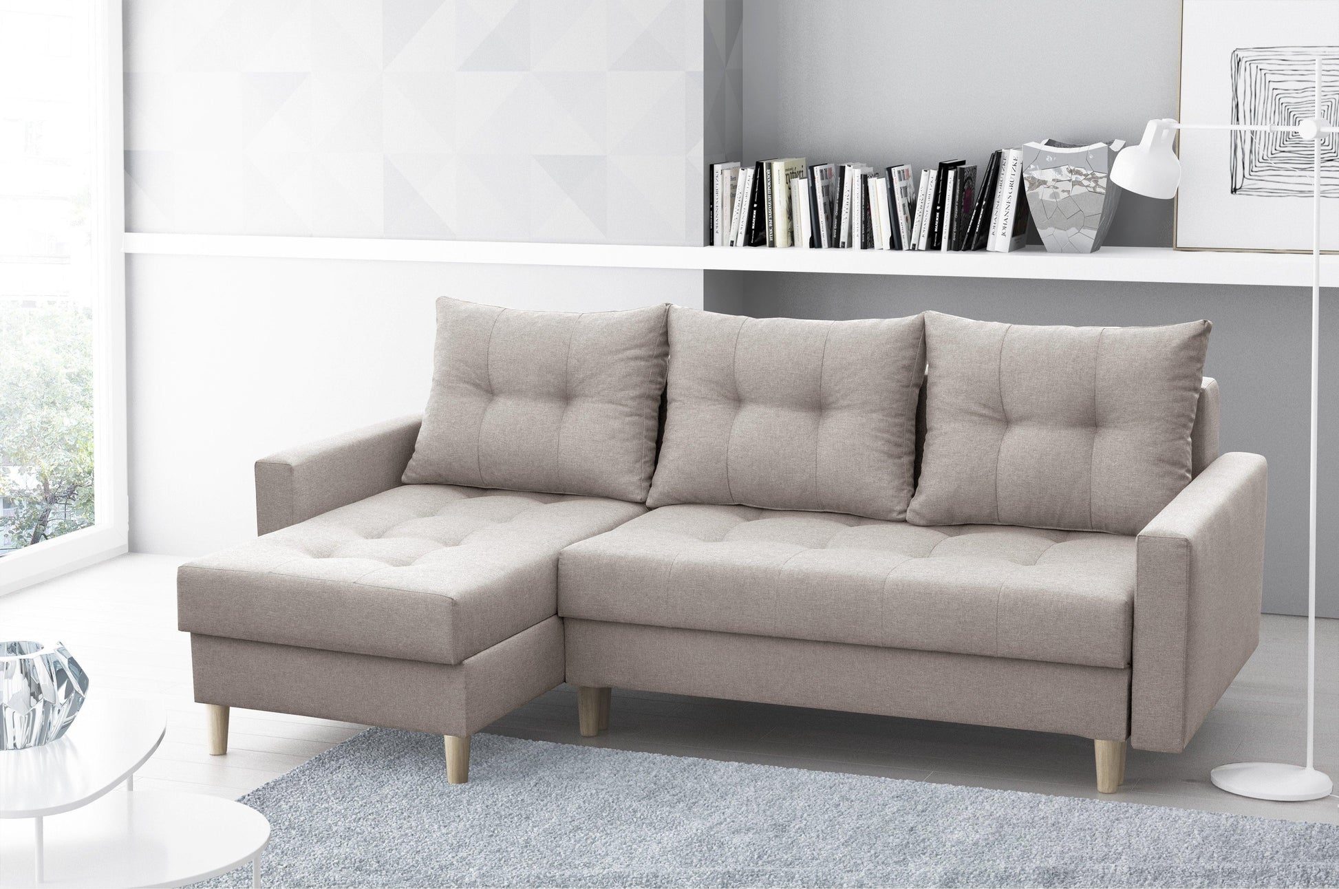 CORNER SOFA BED BRIAN 2X STORAGE SPACE MALMO 08 222x140cm universal RIGHT/LEFT CORNER  / BONELL SPINGS + FOAM