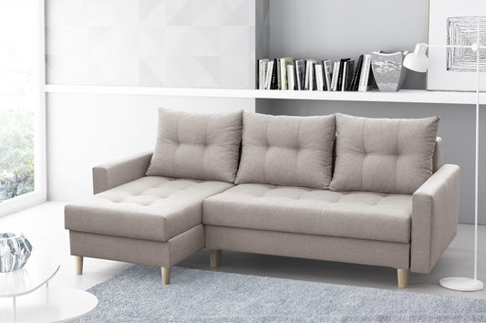 CORNER SOFA BED BRIAN 2X STORAGE SPACE MALMO 08 222x140cm universal RIGHT/LEFT CORNER  / BONELL SPINGS + FOAM