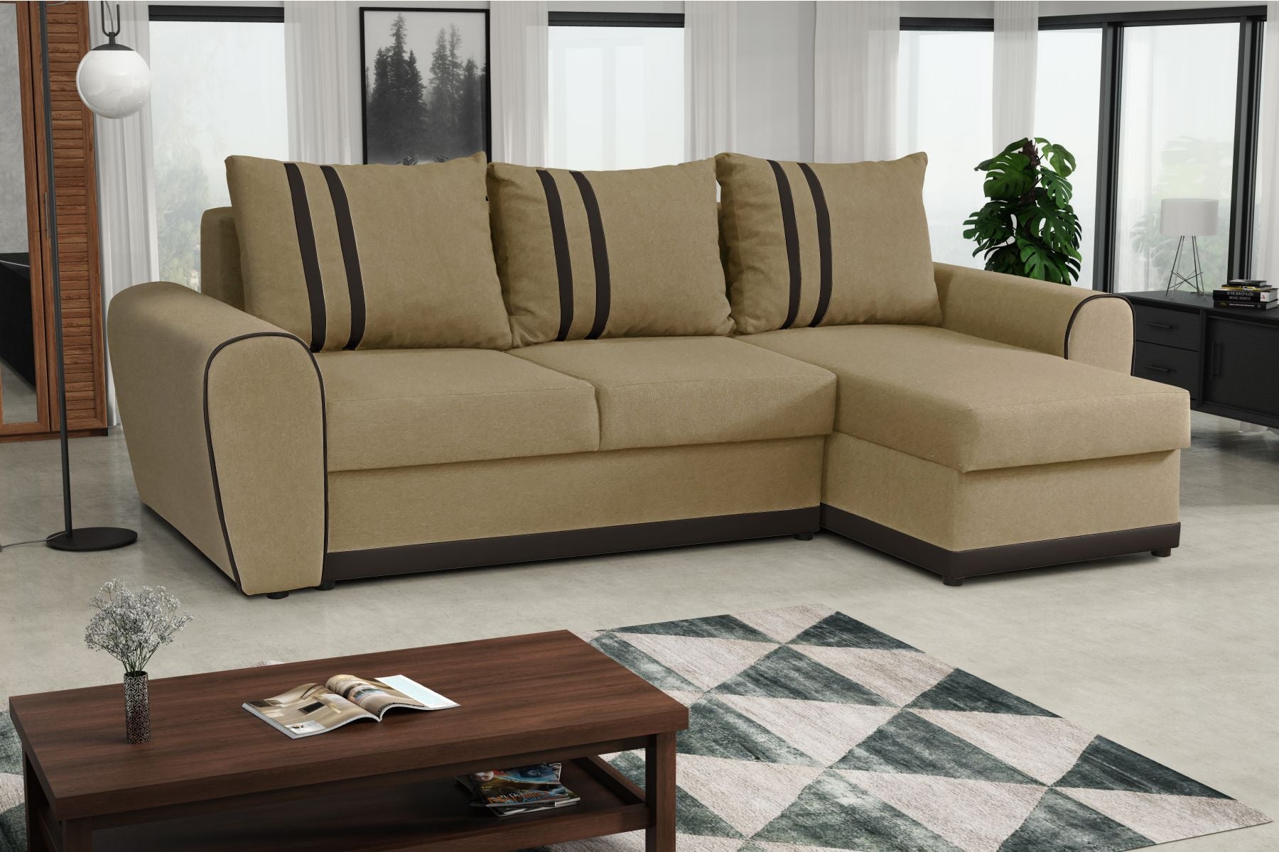 CORNER SOFA BED DORIS 246CM 2X STORAGE SPACE UNIVERSAL RIGHT/LEFT CORNER / BONELL SPRINGS + FOAM