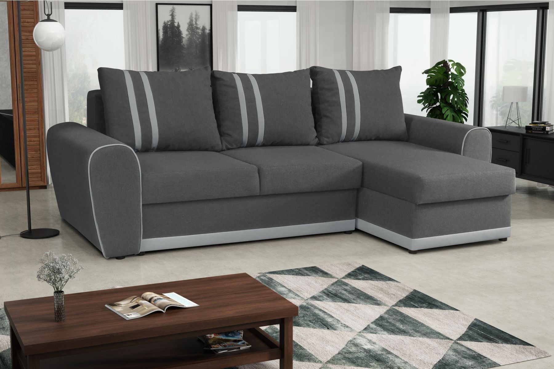 CORNER SOFA BED DORIS 246CM 2X STORAGE SPACE UNIVERSAL RIGHT/LEFT CORNER / BONELL SPRINGS + FOAM