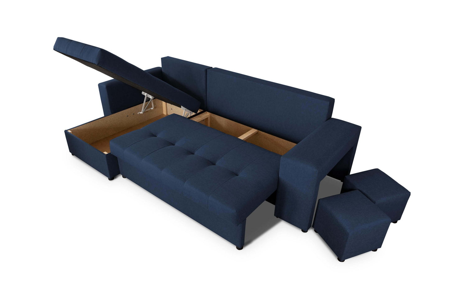 CORNER SOFA BED LEON 255CM 2X STORAGE SPACE UNIVERSAL CORNER RIGHT/LEFT CORNER / BONELL SPRINGS + FOAM