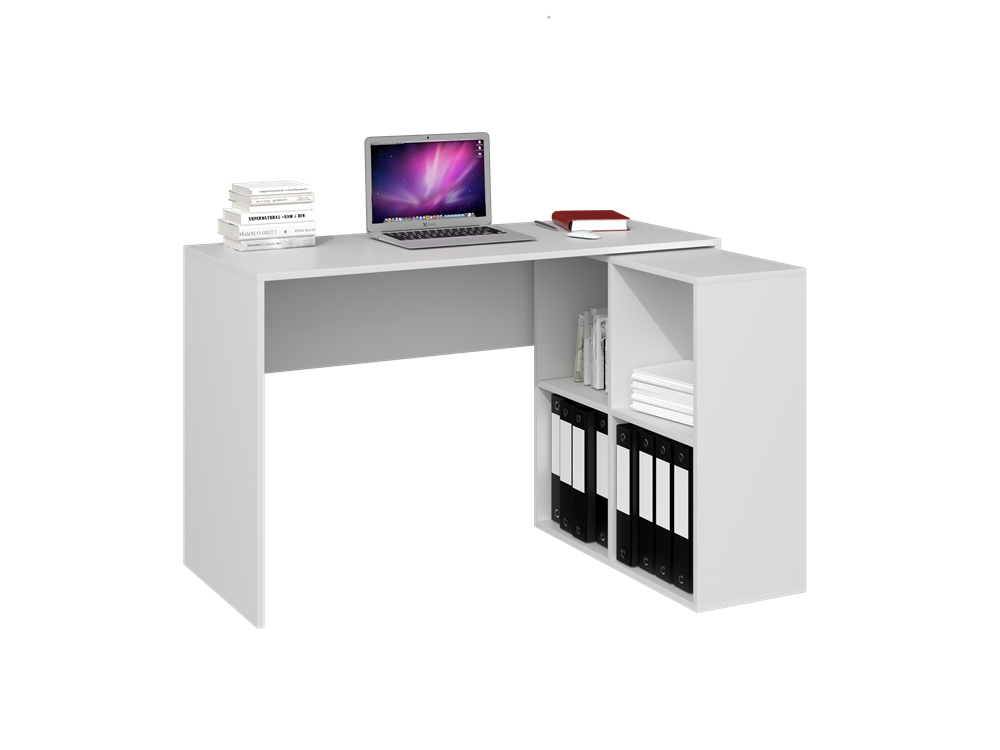 CORNER DESK PLUS BOOKCASE 2X2 WHITE MAT