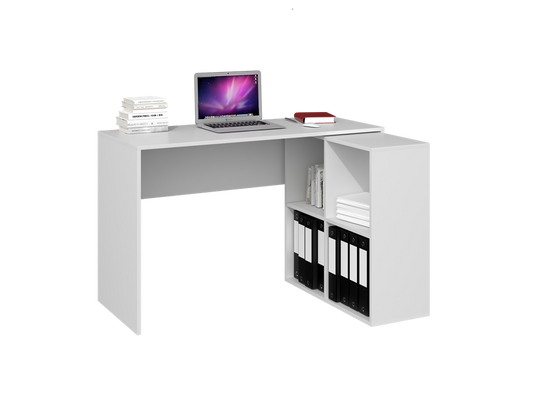 CORNER DESK PLUS BOOKCASE 2X2 WHITE MAT