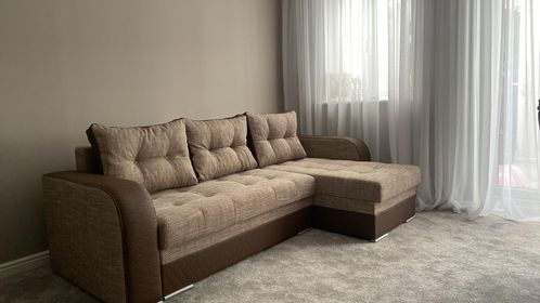 CORNER SOFA BED SAM BROWN BERLIN 03 / W55 236CM 2X STORAGE SPACE universal RIGHT/LEFT CORNER / BONELL SPRINGS + FOAM