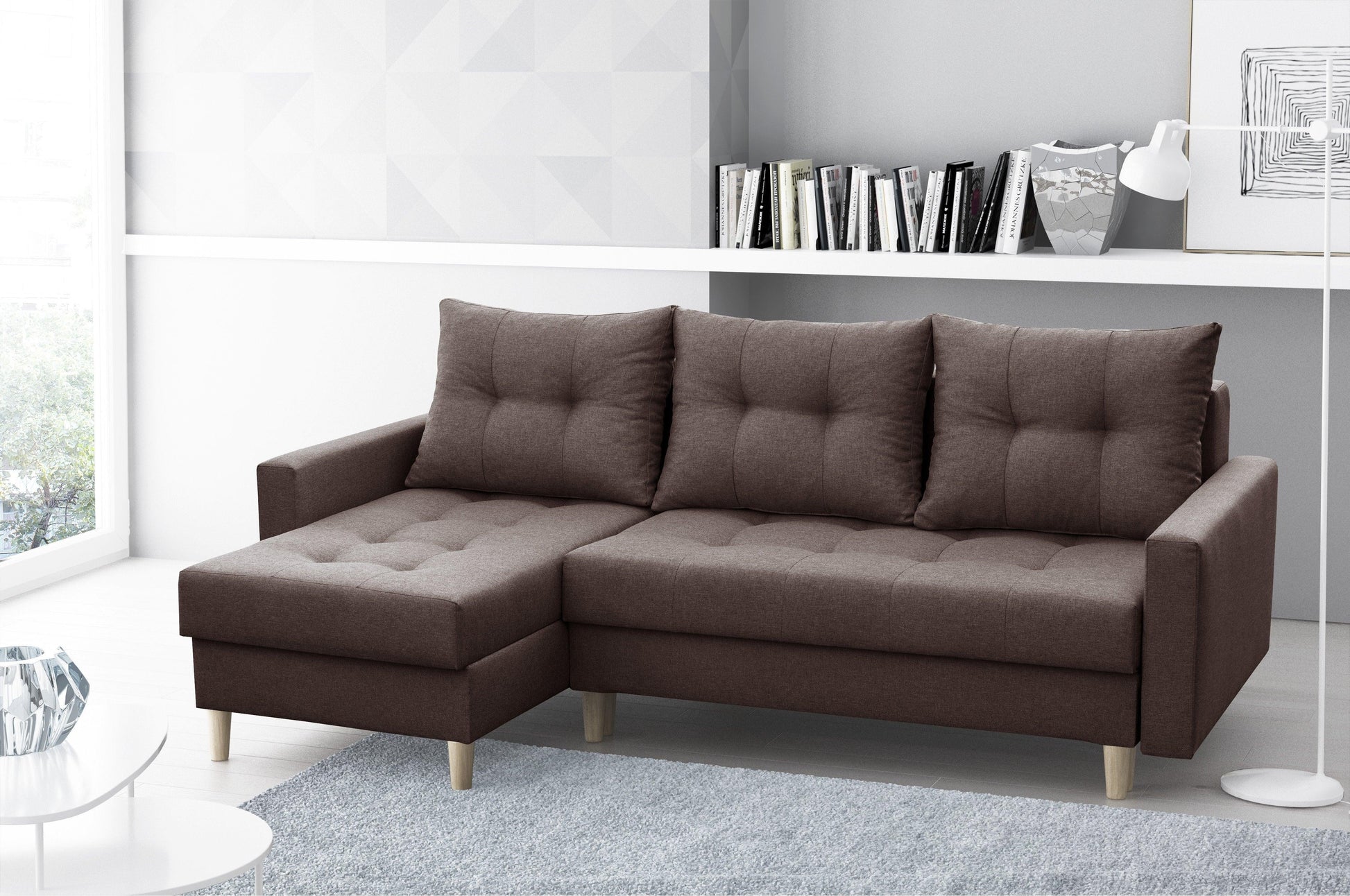 CORNER SOFA BED BRIAN 2X STORAGE SPACE MALMO 28 222x140cm universal RIGHT/LEFT CORNER  / BONELL SPINGS + FOAM