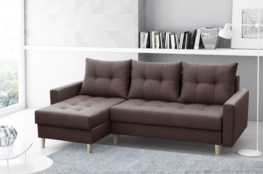 CORNER SOFA BED BRIAN 2X STORAGE SPACE MALMO 28 222x140cm universal RIGHT/LEFT CORNER  / BONELL SPINGS + FOAM