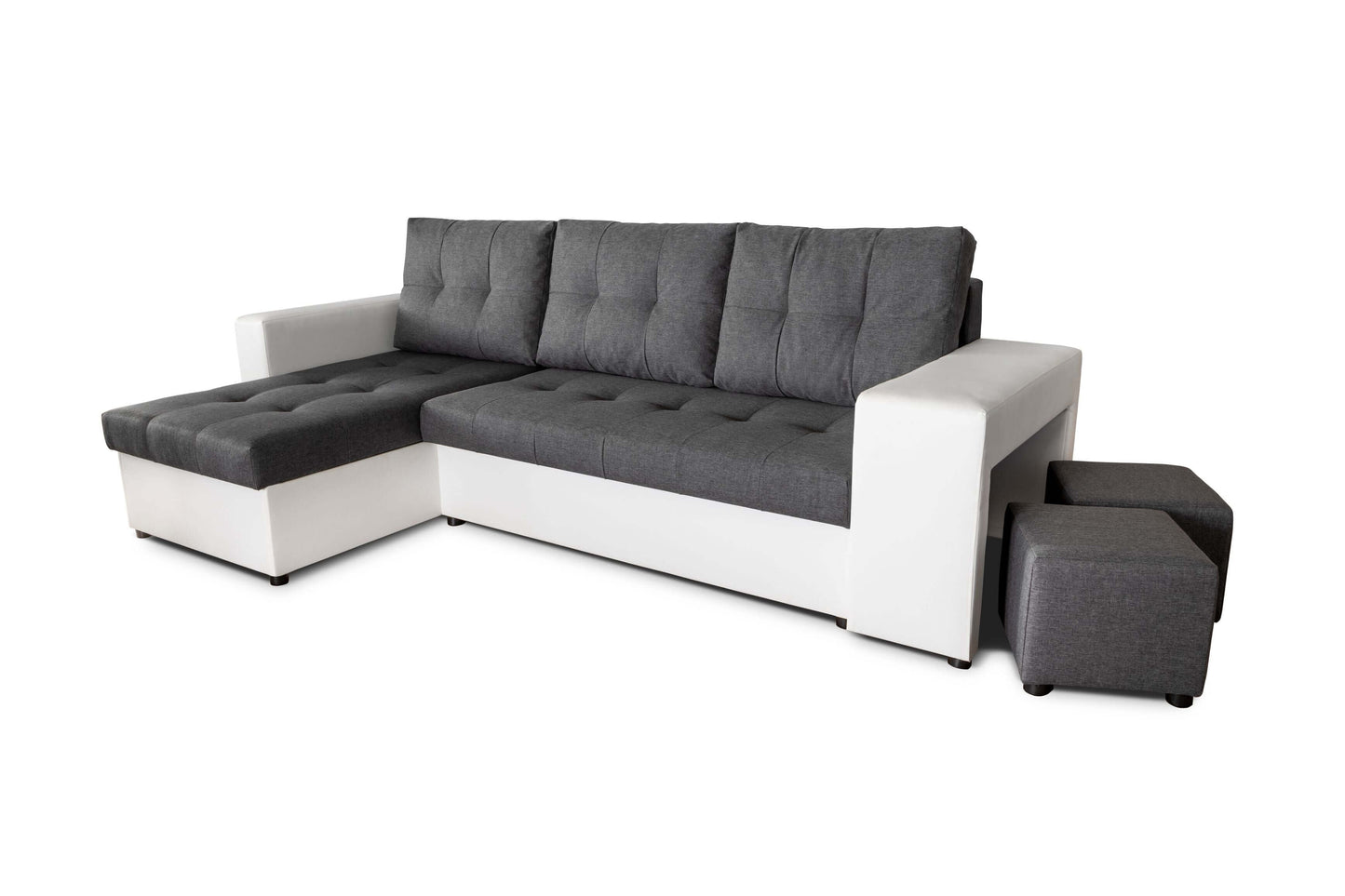 CORNER SOFA BED LEON 255CM 2X STORAGE SPACE UNIVERSAL CORNER RIGHT/LEFT CORNER / BONELL SPRINGS + FOAM