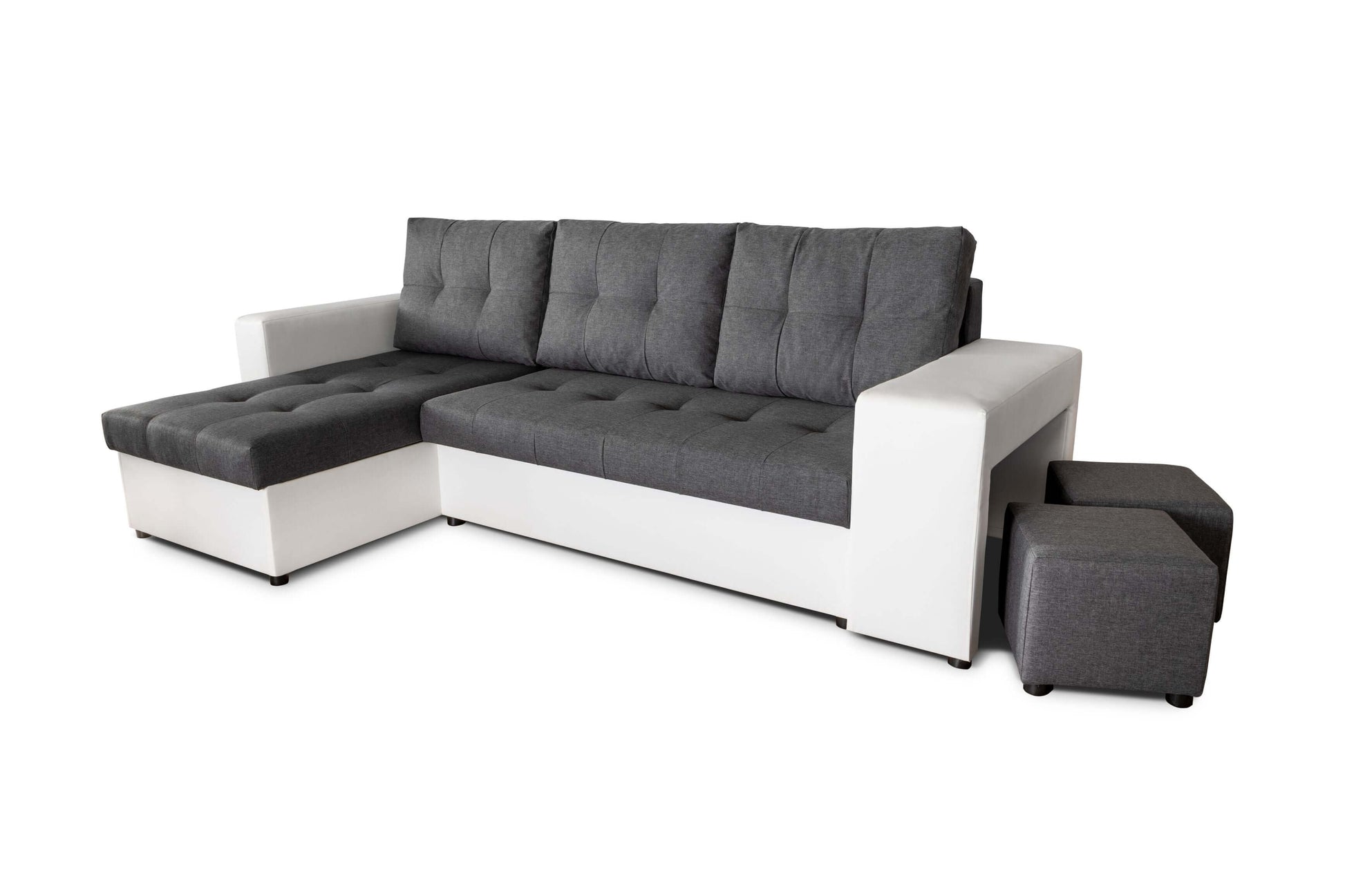 CORNER SOFA BED LEON 255CM 2X STORAGE SPACE UNIVERSAL CORNER RIGHT/LEFT CORNER / BONELL SPRINGS + FOAM