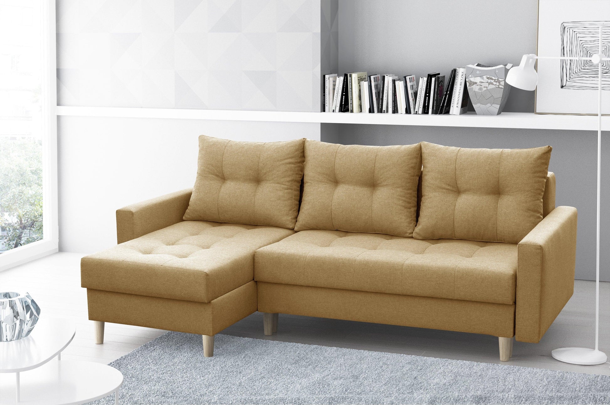 CORNER SOFA BED BRIAN 2X STORAGE SPACE MALMO 41 222x140cm universal RIGHT/LEFT CORNER  / BONELL SPINGS + FOAM
