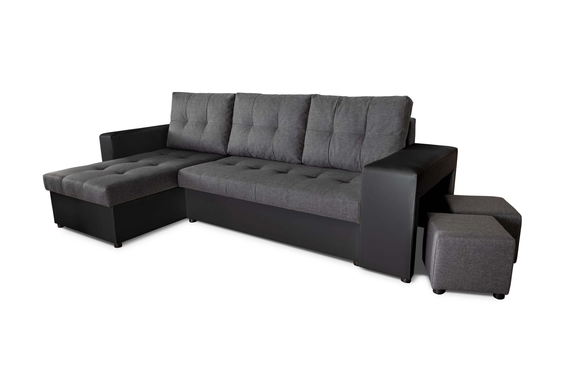 CORNER SOFA BED LEON 255CM 2X STORAGE SPACE UNIVERSAL CORNER RIGHT/LEFT CORNER / BONELL SPRINGS + FOAM