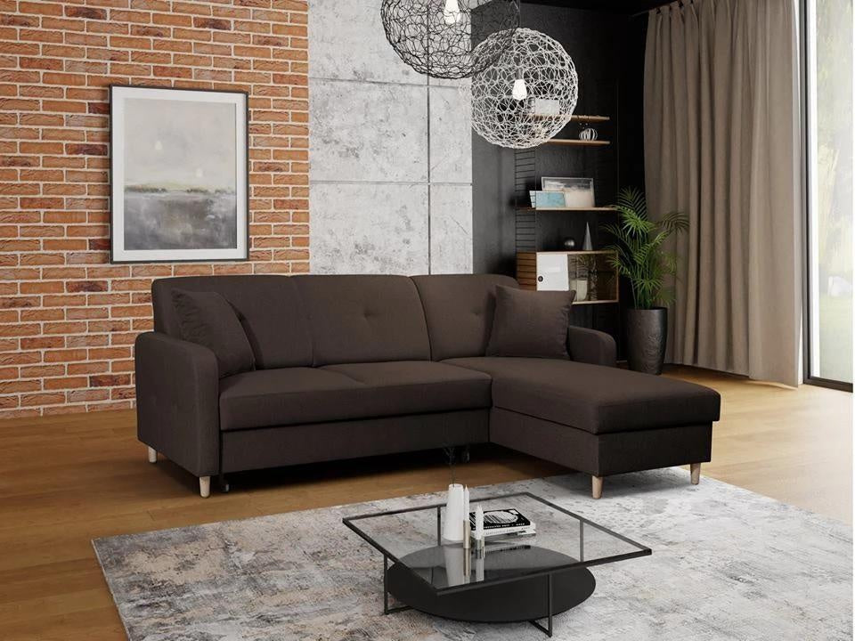 CORNER SOFA BED MILLI HUGO 28 BROWN 220cm / SPRINGS + FOAM