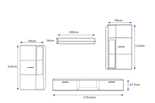 TV WALL UNIT SAMBA SET WITH SIDEBOARD WHITE