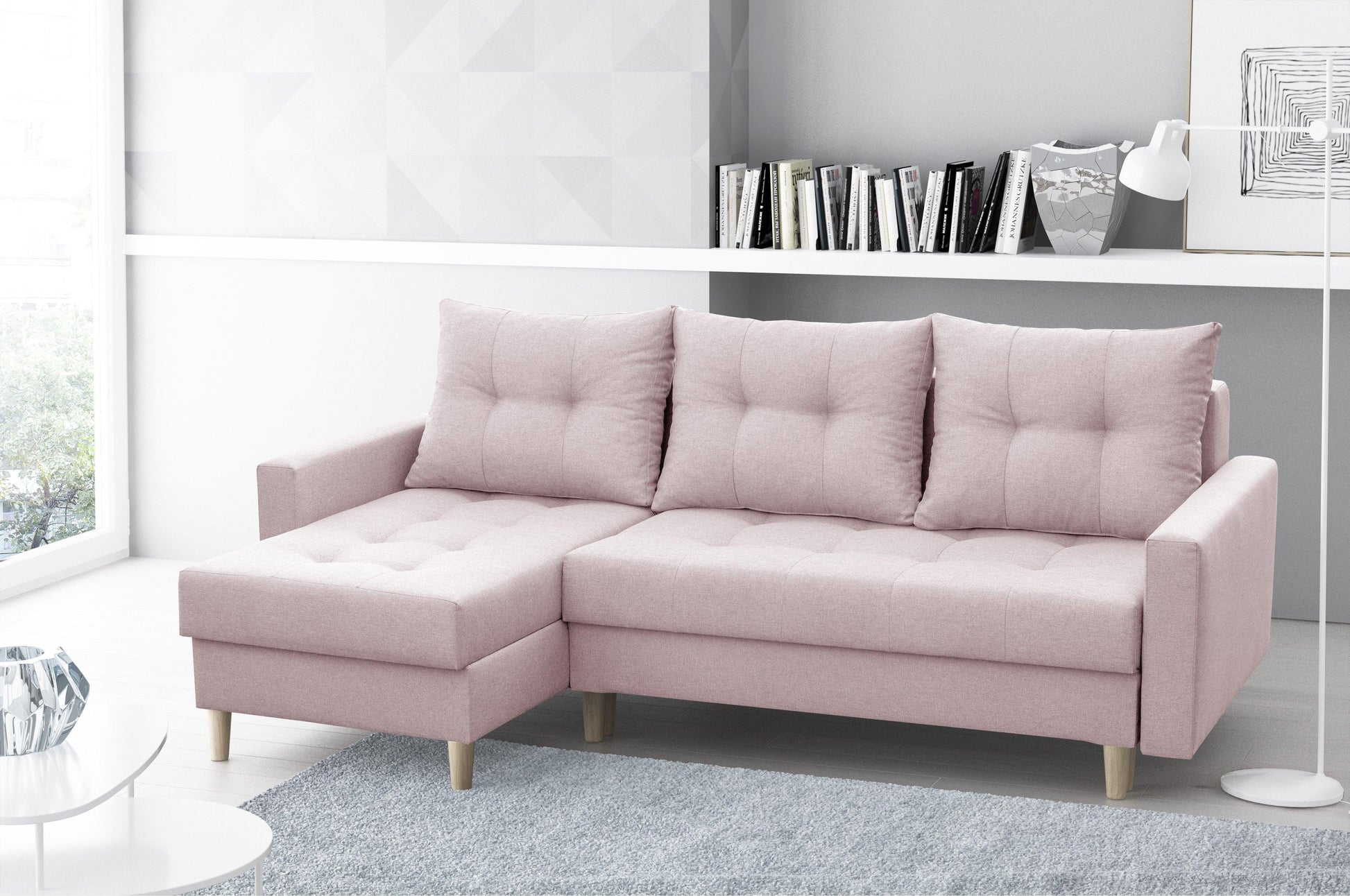 CORNER SOFA BED BRIAN 2X STORAGE SPACE MALMO 61 222x140cm universal RIGHT/LEFT CORNER / BONELL SPRINGS + FOAM