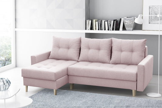 CORNER SOFA BED BRIAN 2X STORAGE SPACE MALMO 61 222x140cm universal RIGHT/LEFT CORNER / BONELL SPRINGS + FOAM