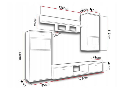 TV WALL UNIT MAXI White Concrete grey
