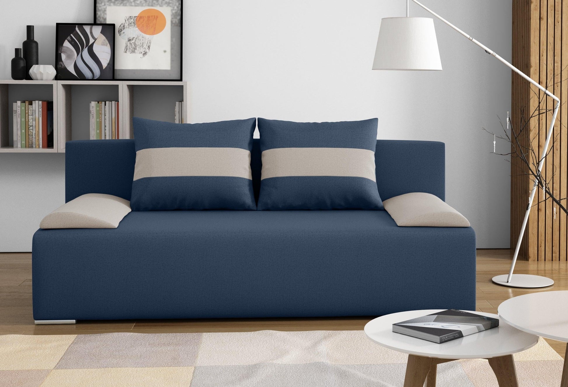 SOFA BED VERA 197CM BLUE/BEIGE / FOAM