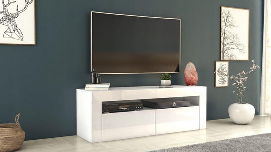 TV STAND DACO 2 WHITE GLOSS FRONTS 140CM