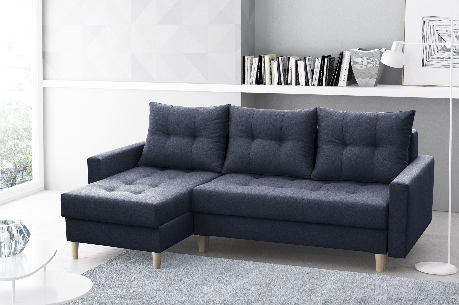 CORNER SOFA BED BRIAN 2X STORAGE SPACE MALMO 96 222x140cm universal RIGHT/LEFT CORNER / BONELL SPRINGS + FOAM