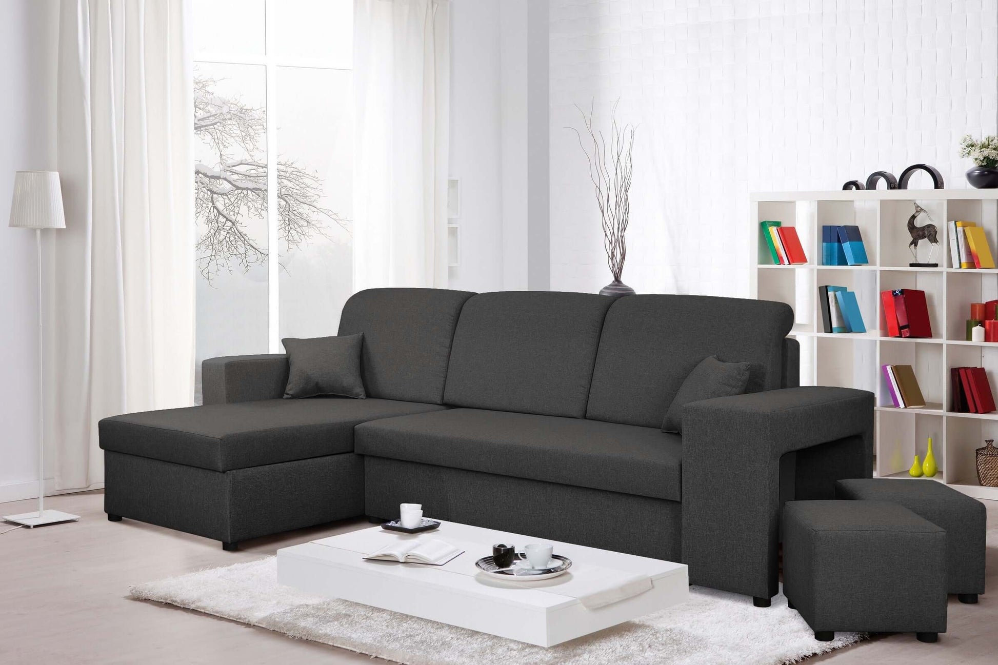 CORNER SOFA BED ARRO 255CM 2X STORAGE SPACE UNIVERSAL CORNER RIGHT/LEFT CORNER / BONELL SPRINGS + FOAM
