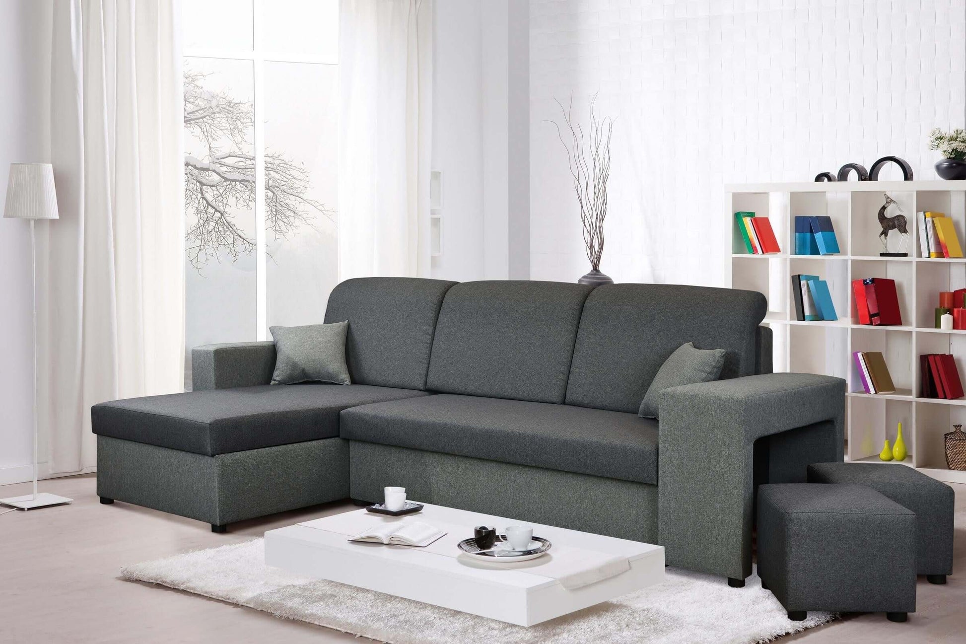 CORNER SOFA BED ARRO 255CM 2X STORAGE SPACE UNIVERSAL CORNER RIGHT/LEFT CORNER / BONELL SPRINGS + FOAM