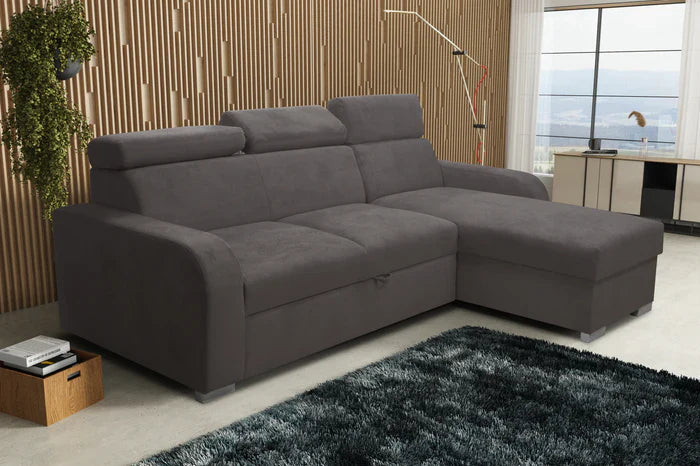 UNIVERSAL CORNER SOFA BED ASTEE 235CM ASTI19 EASY CLEAN FABRIC ADJUSTABLE HEADREST / SPRINGS + FOAM