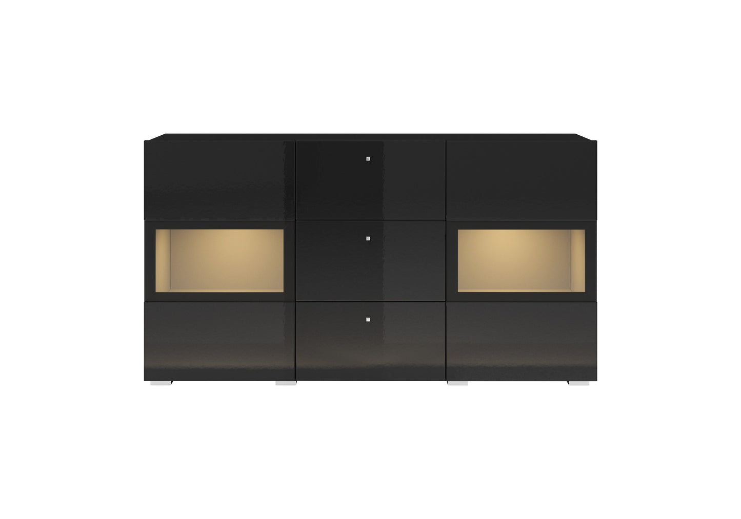 SIDEBOARD ATHENS 132CM BLACK GLOSS / BLACK