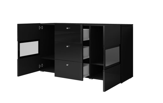 SIDEBOARD ATHENS 132CM BLACK GLOSS / BLACK