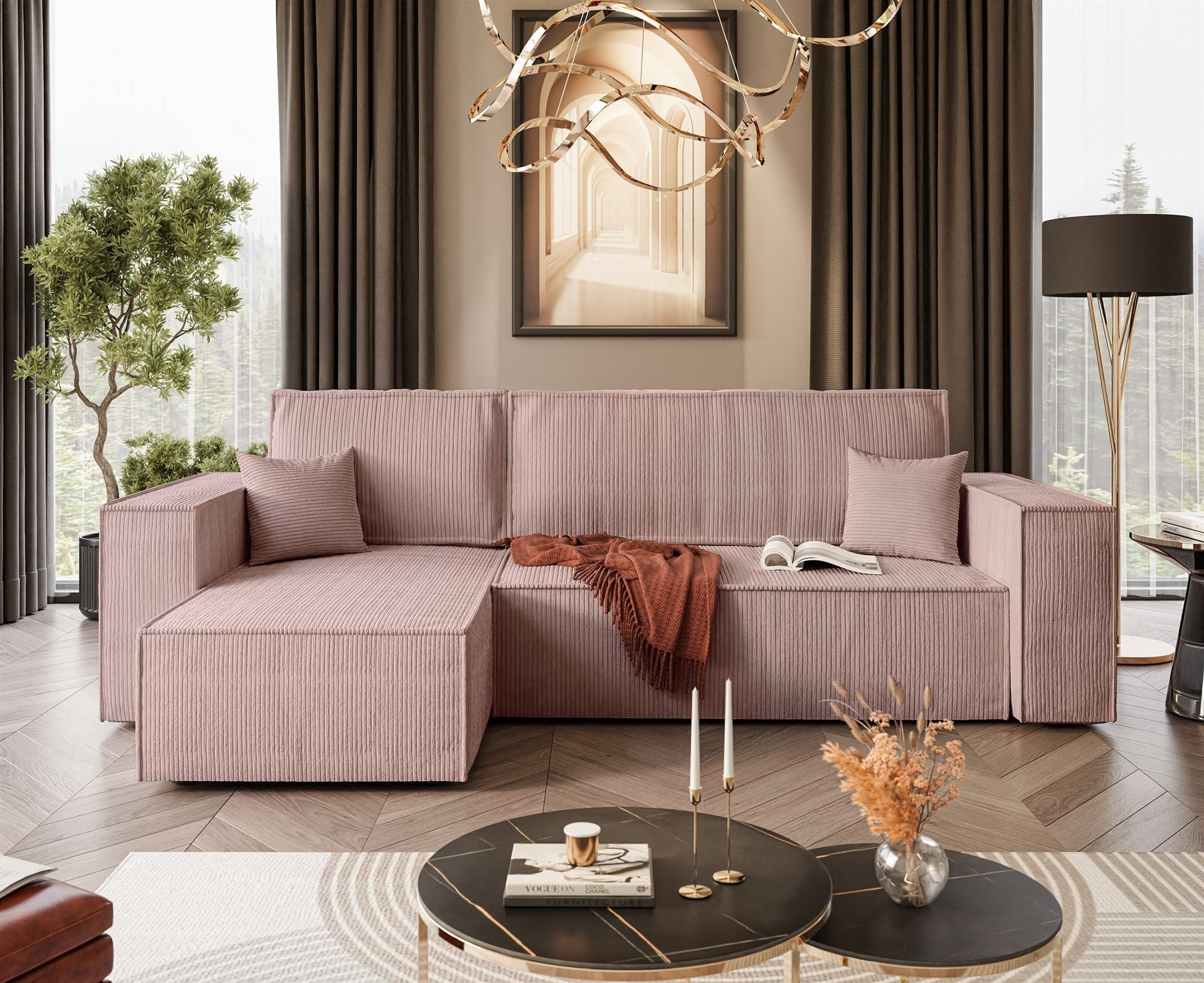 CORNER SOFA BED BERGAMO 247CM SPRINGS + FOAM