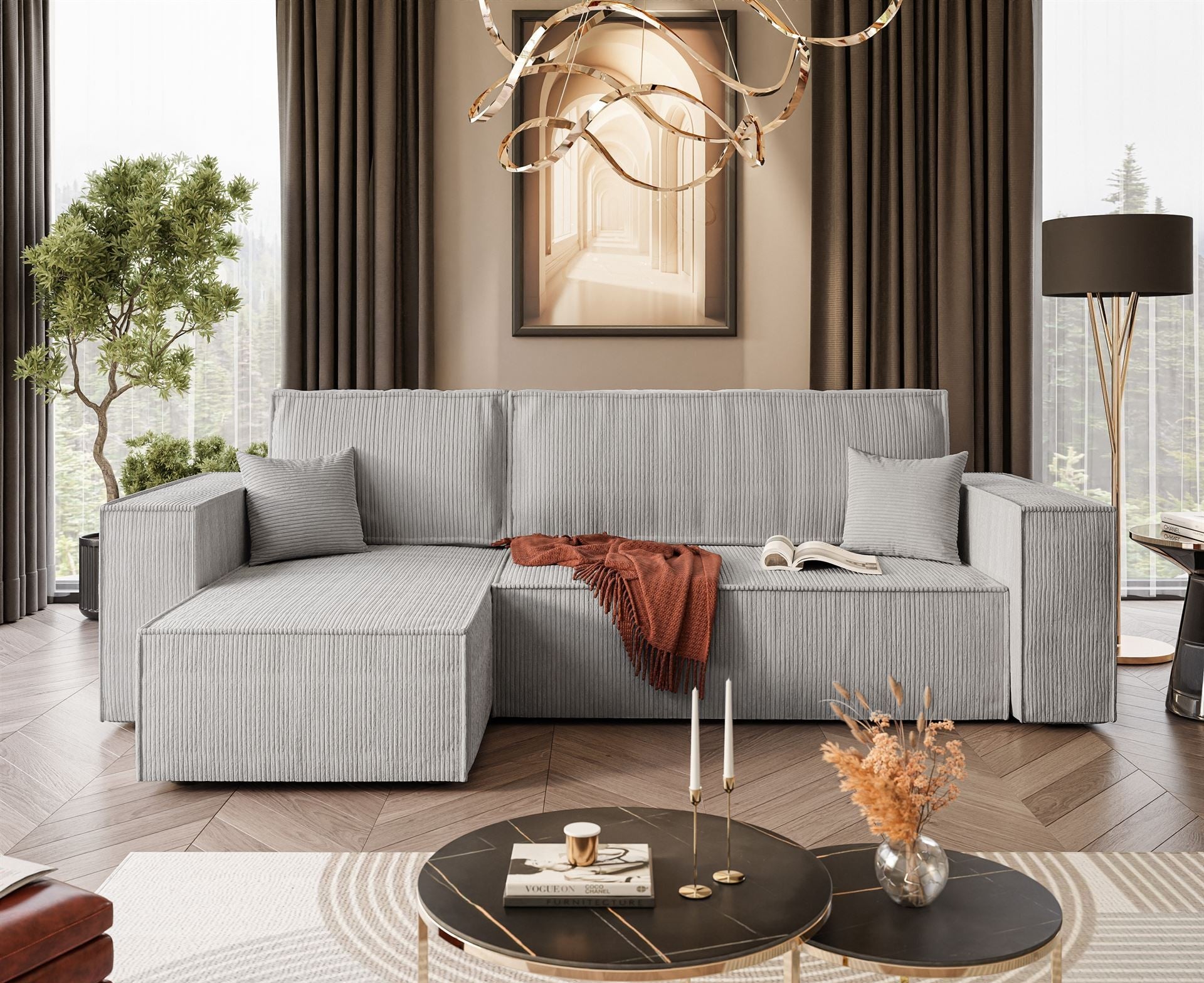 CORNER SOFA BED BERGAMO 247CM SPRINGS + FOAM