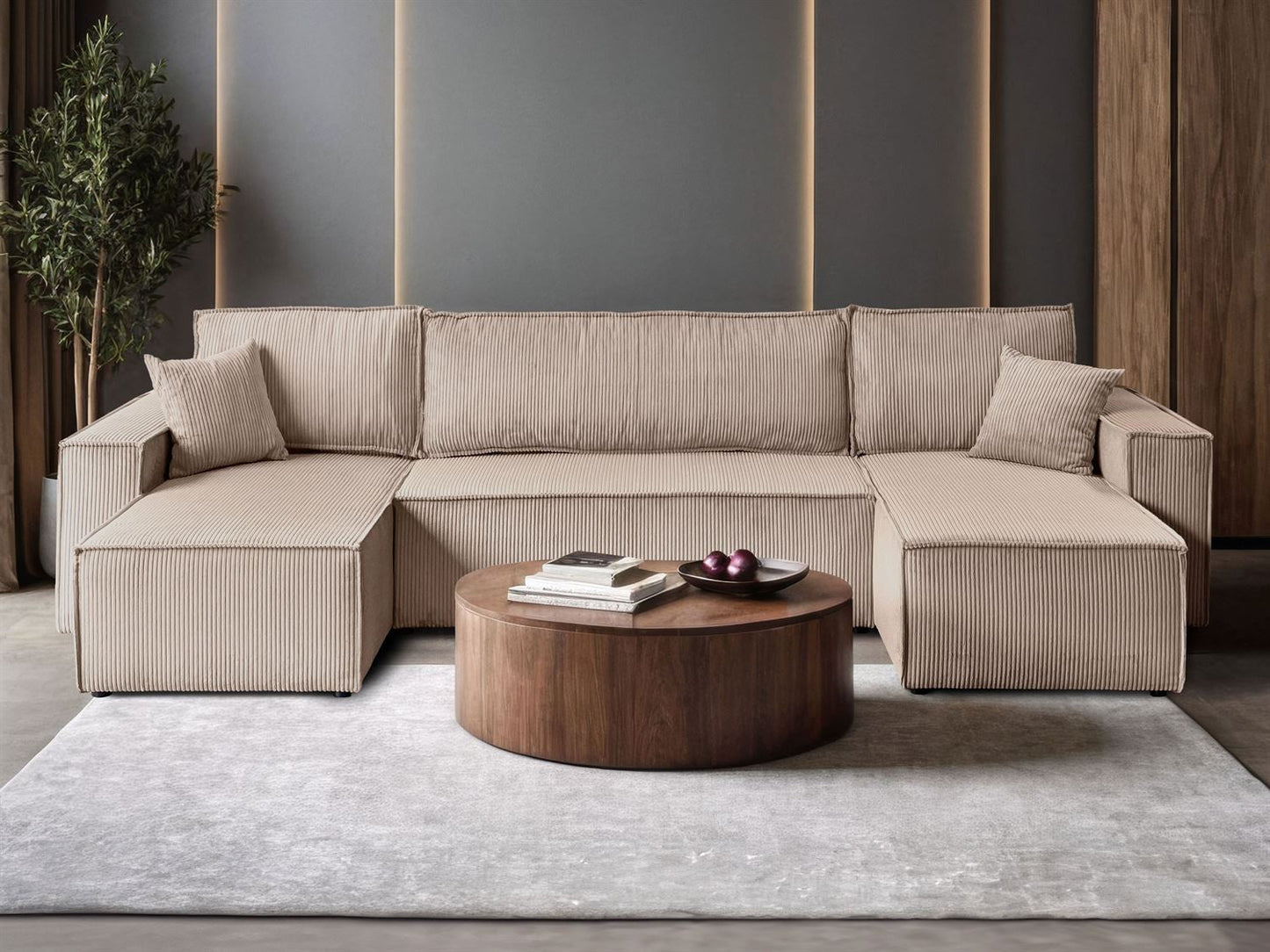CORNER SOFA BED BERGAMO U 315CM SPRINGS + FOAM