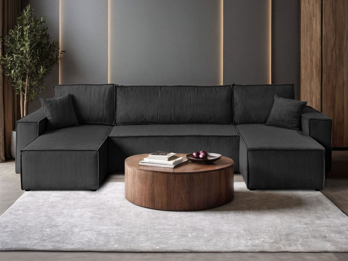 CORNER SOFA BED BERGAMO U 315CM SPRINGS + FOAM