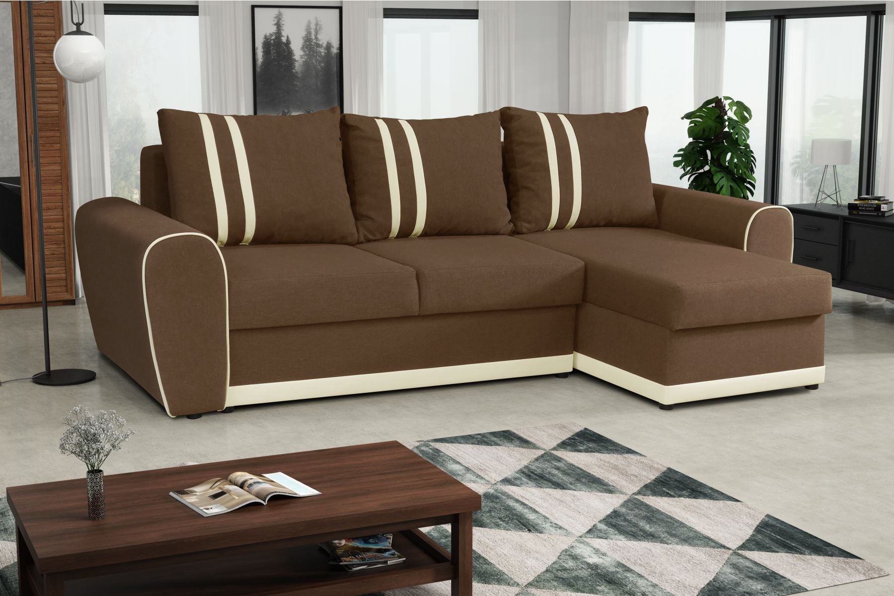 CORNER SOFA BED DORIS 246CM 2X STORAGE SPACE UNIVERSAL RIGHT/LEFT CORNER / BONELL SPRINGS + FOAM