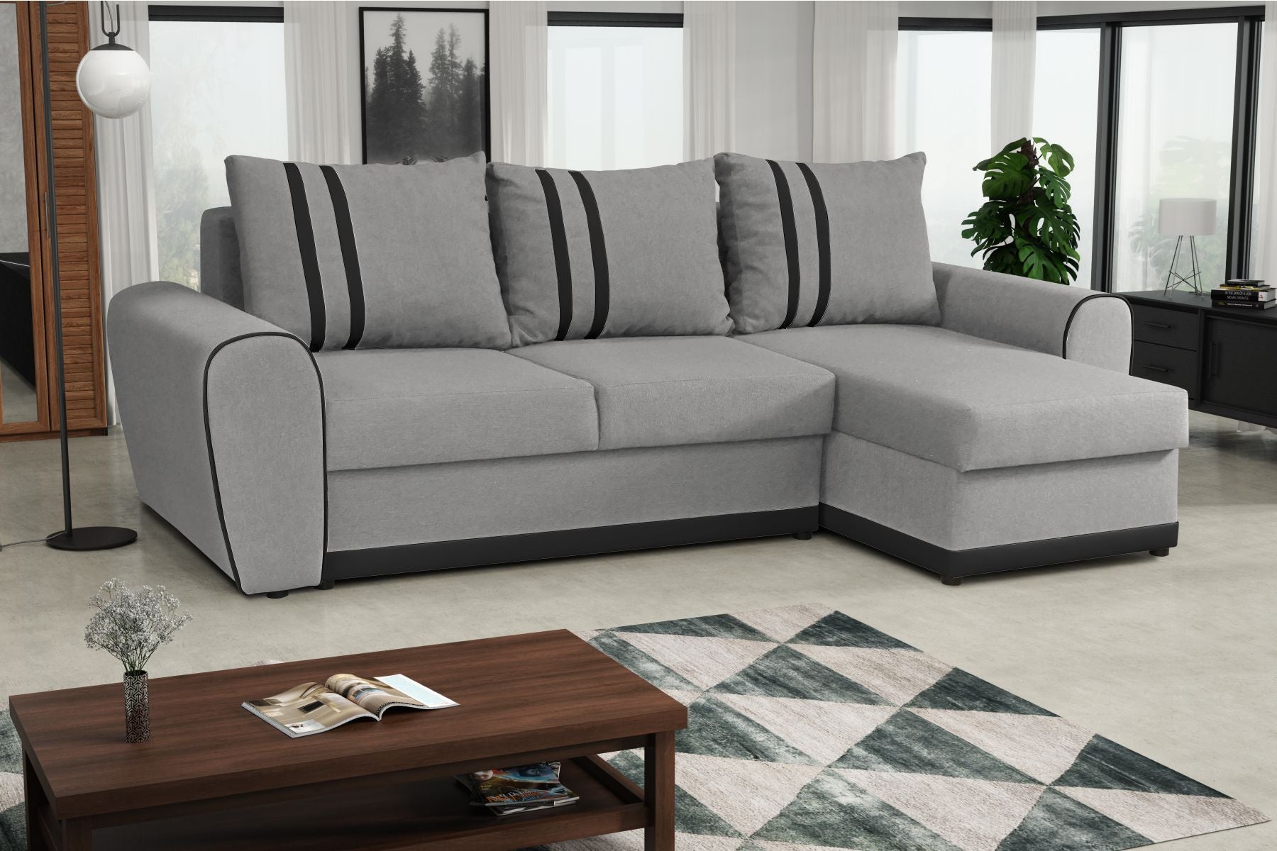 CORNER SOFA BED DORIS 246CM 2X STORAGE SPACE UNIVERSAL RIGHT/LEFT CORNER / BONELL SPRINGS + FOAM