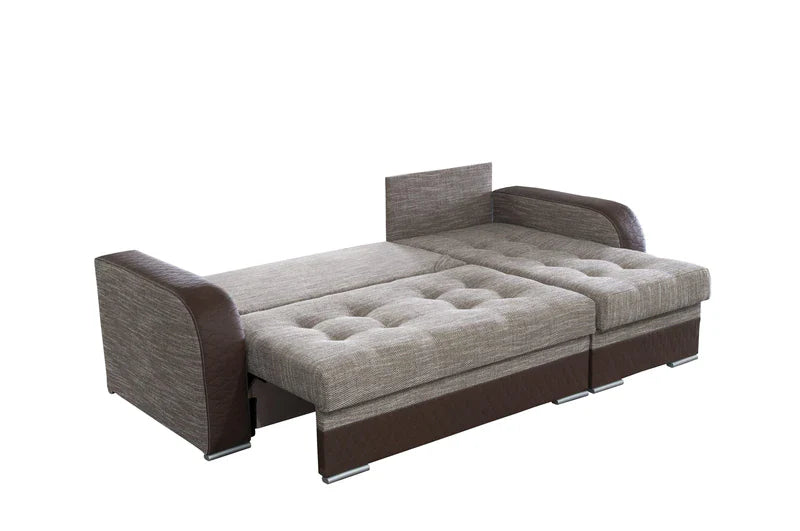 CORNER SOFA BED SAM BROWN MONOLITH STAIN RESISTANT FABRIC 236CM 2X STORAGE SPACE universal RIGHT/LEFT CORNER / BONELL SPRINGS + FOAM