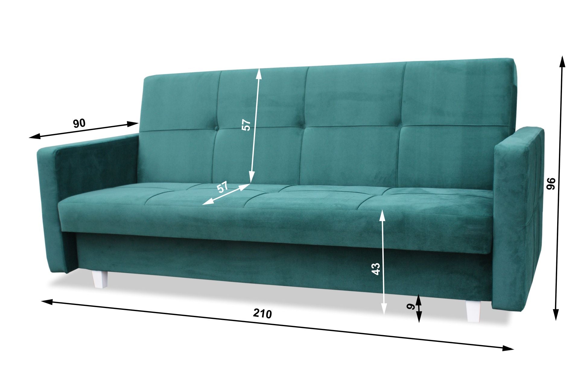 SOFA BED COSMO 210cm KRONOS 09 / SPRINGS + FOAM