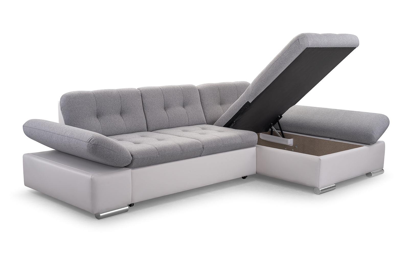 CORNER SOFA BED TOKYO GREY/WHITE 278cm TATUM 279 / SOFT 17 / SPRINGS + FOAM