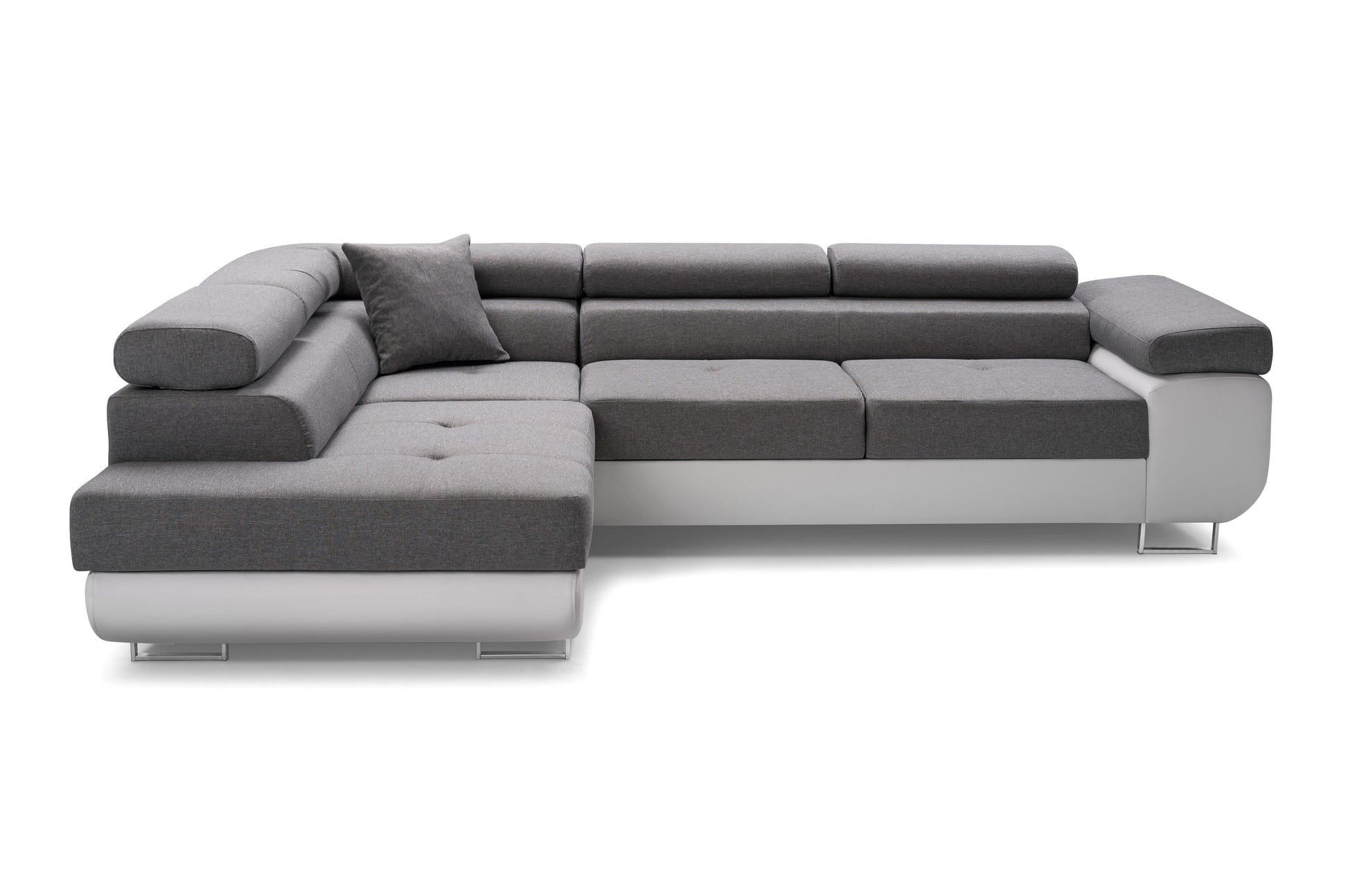 CORNER SOFA BED ASH 273CM GREY/WHITE / SPRINGS + FOAM
