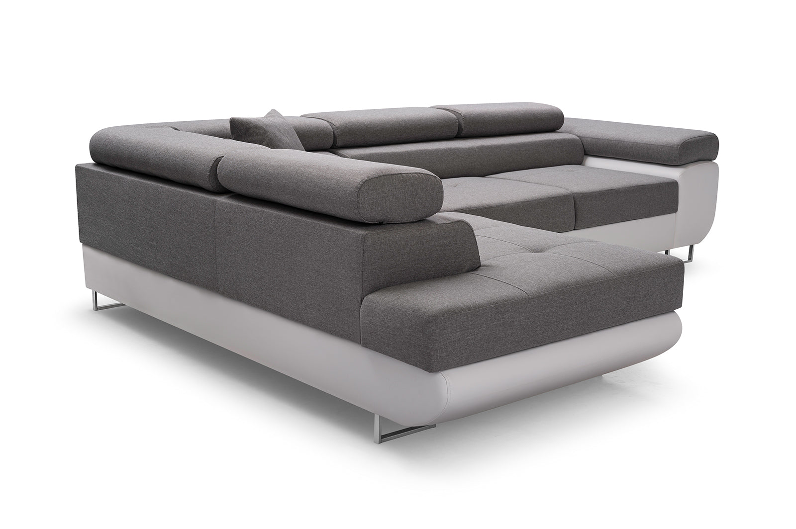 CORNER SOFA BED ASH 273CM MONOLITH 84 / BLACK LEATHER RIGHT HAND SIDE CORNER / SPRINGS + FOAM