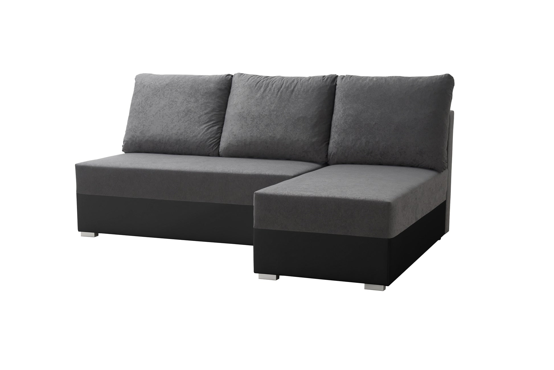 SMALL CORNER SOFA BED VIENNA MINI 200CM SUEDINE 1024/ BLACK FAUX LEATHER / BONELL SPRINGS + FOAM