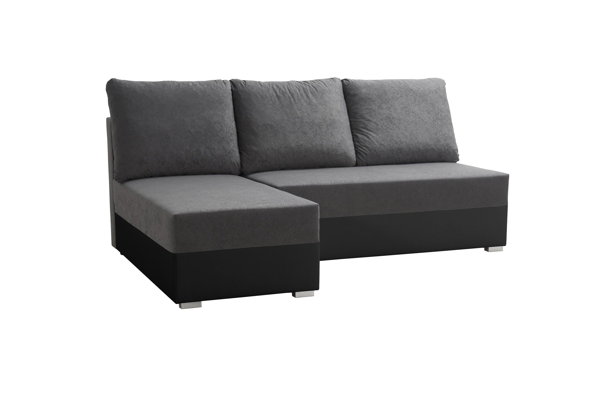 SMALL CORNER SOFA BED VIENNA MINI 200CM SUEDINE 1024/ BLACK FAUX LEATHER / BONELL SPRINGS + FOAM
