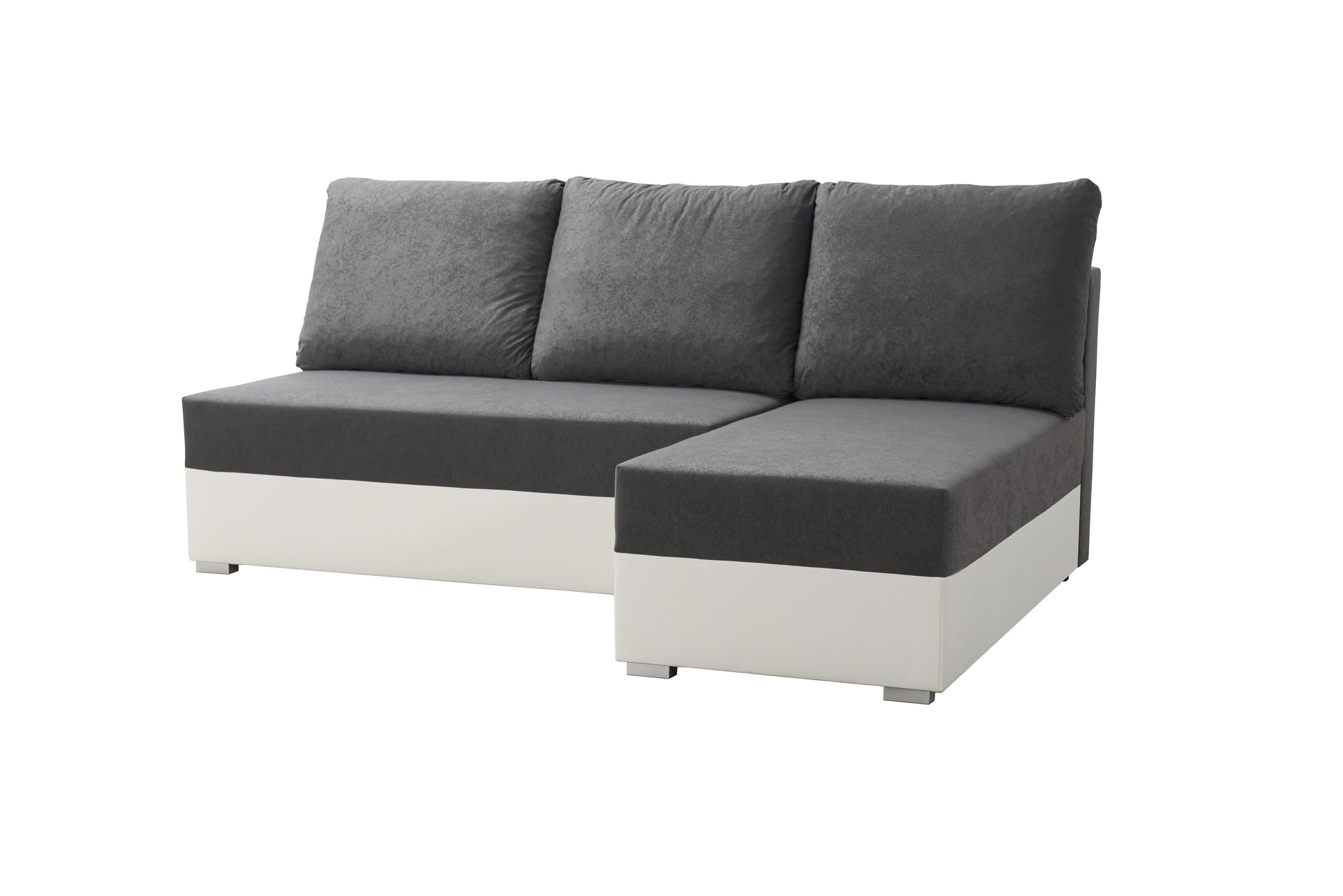 SMALL CORNER SOFA BED VIENNA MINI 200CM SUEDINE 1024/ WHITE FAUX LEATHER / BONELL SPRINGS + FOAM