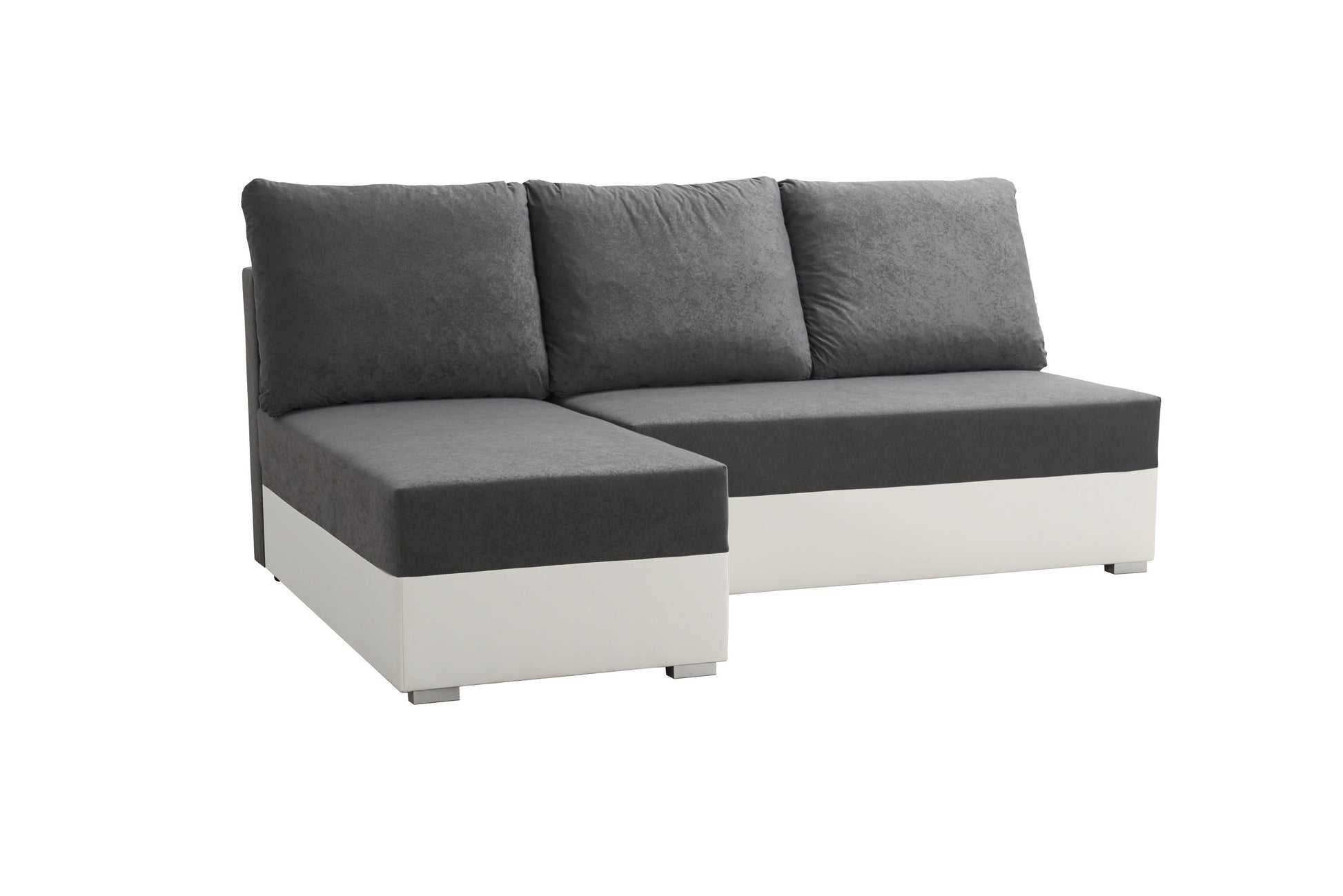 SMALL CORNER SOFA BED VIENNA MINI 200CM SUEDINE 1024/ WHITE FAUX LEATHER / BONELL SPRINGS + FOAM