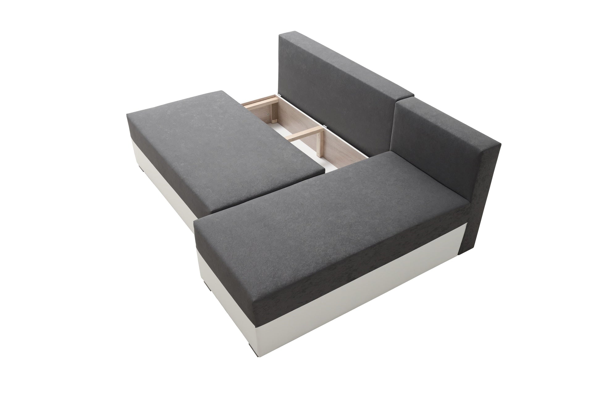 SMALL CORNER SOFA BED VIENNA MINI 200CM SUEDINE 1024/ WHITE FAUX LEATHER / BONELL SPRINGS + FOAM