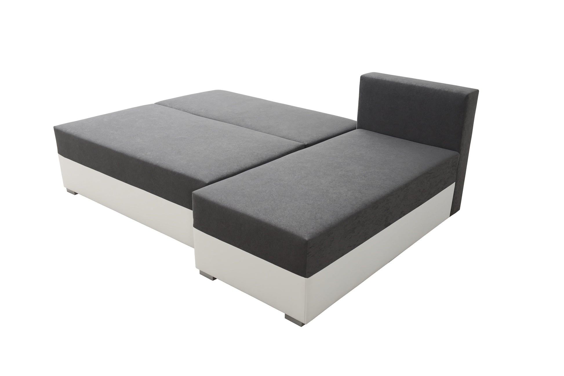 SMALL CORNER SOFA BED VIENNA MINI 200CM SUEDINE 1024/ WHITE FAUX LEATHER / BONELL SPRINGS + FOAM