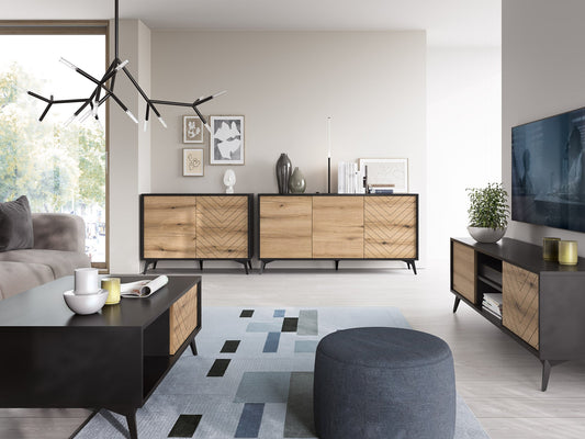 Storage cabinet DIAMOND 02 black / evoke oak