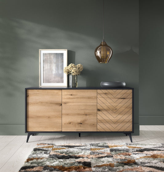 Storage cabinet DIAMOND 03 black / evoke oak