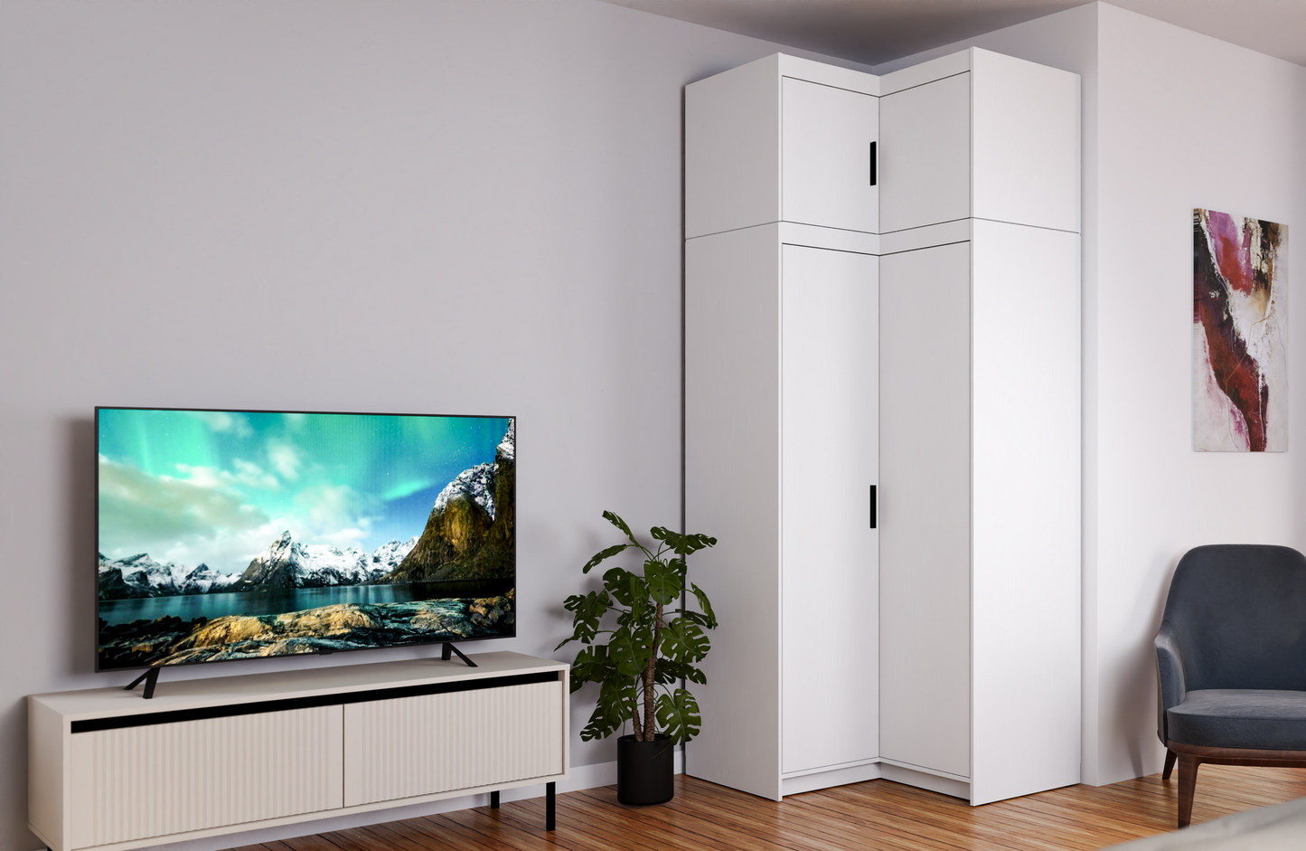 CORNER WARDROBE SELENA 2D NAR 100CM *AVAILABLE IN 3 COLORS*